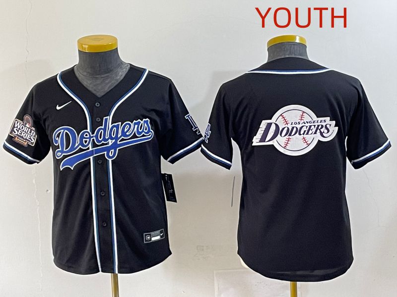 Youth 2025 Los Angeles Dodgers Blank Black Three generations Fashion Nike MLB Jersey style 35->youth nfl jersey->Youth Jersey